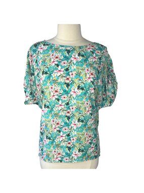 Counterparts Shirt Blouse Womens XL Sea Green New Floral